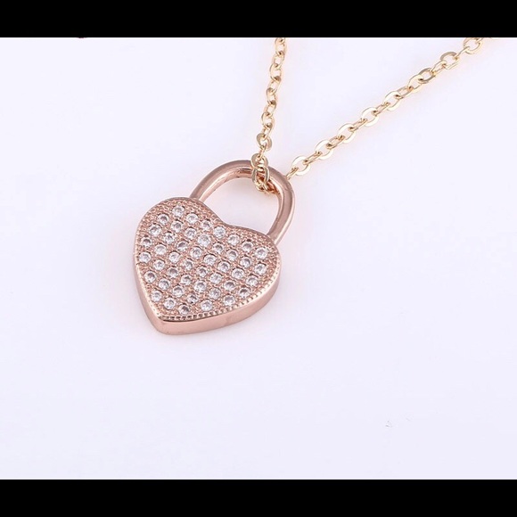 Jewelry - Sale! Gold Plated Heart Necklace w Micro Pave CZ